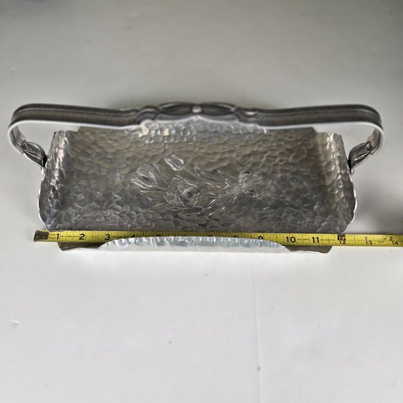 Vintage 1950s Rodney Kent Handles Hammered Aluminum Tray Retro Chic - Picture 3 of 10